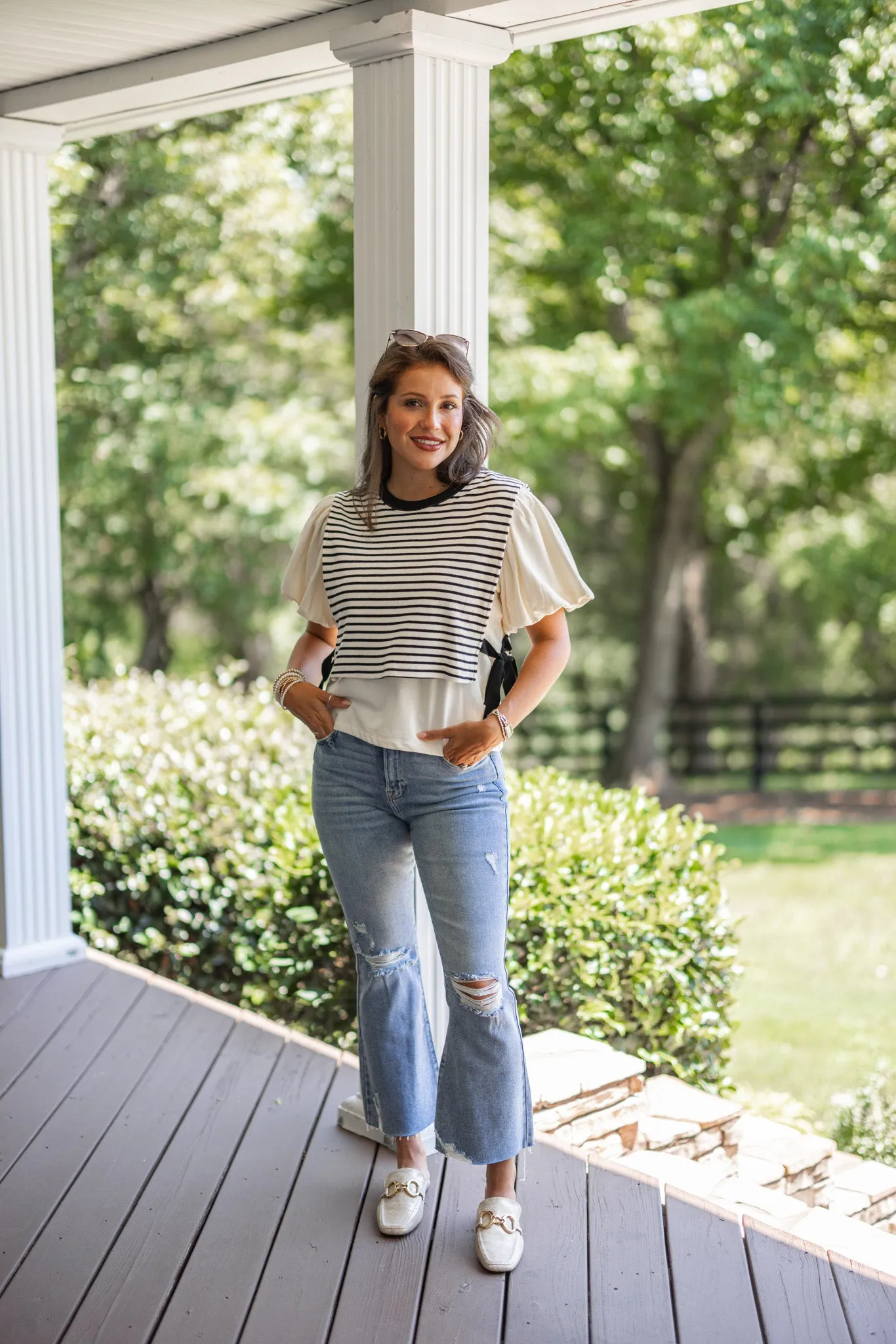 Chic Duet Black Striped Top