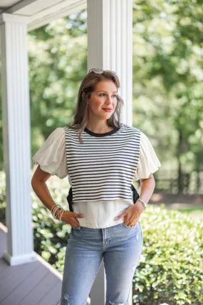 Chic Duet Black Striped Top