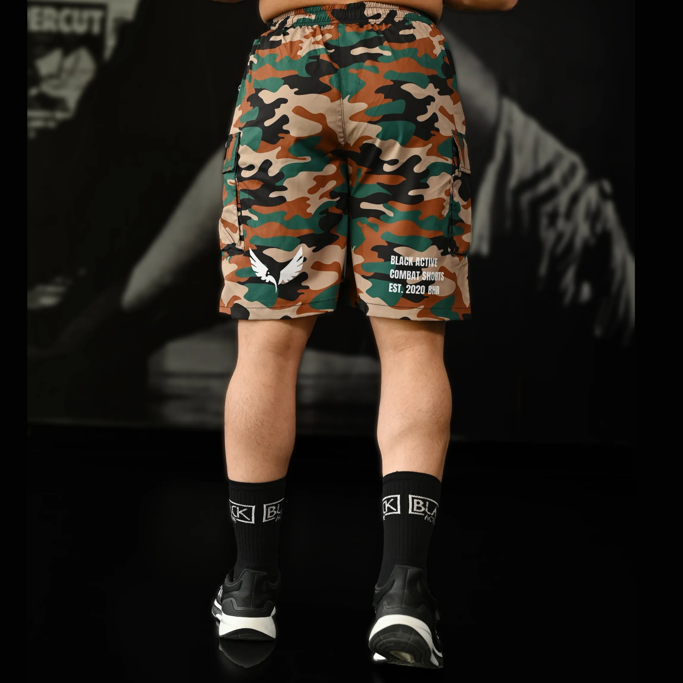 COMBAT CAMO CARGO SHORTS