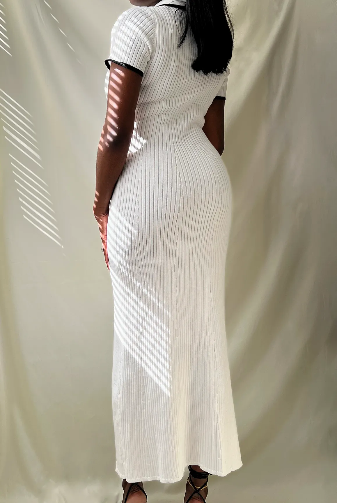 Contrast Ribbed Polo Maxi Dress