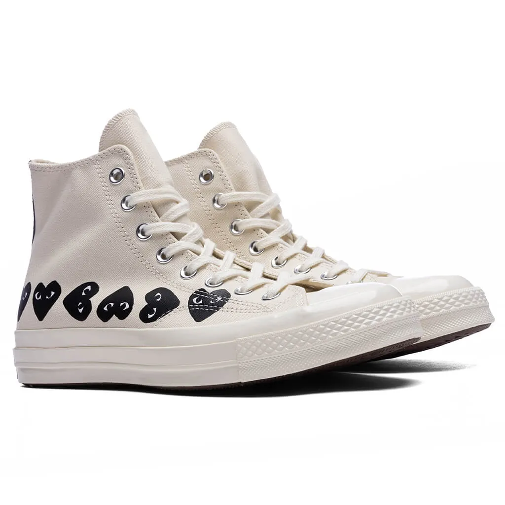 Converse x Comme Des Garcons PLAY All Star Chuck '70 Hi Multi Heart - Milk/Black