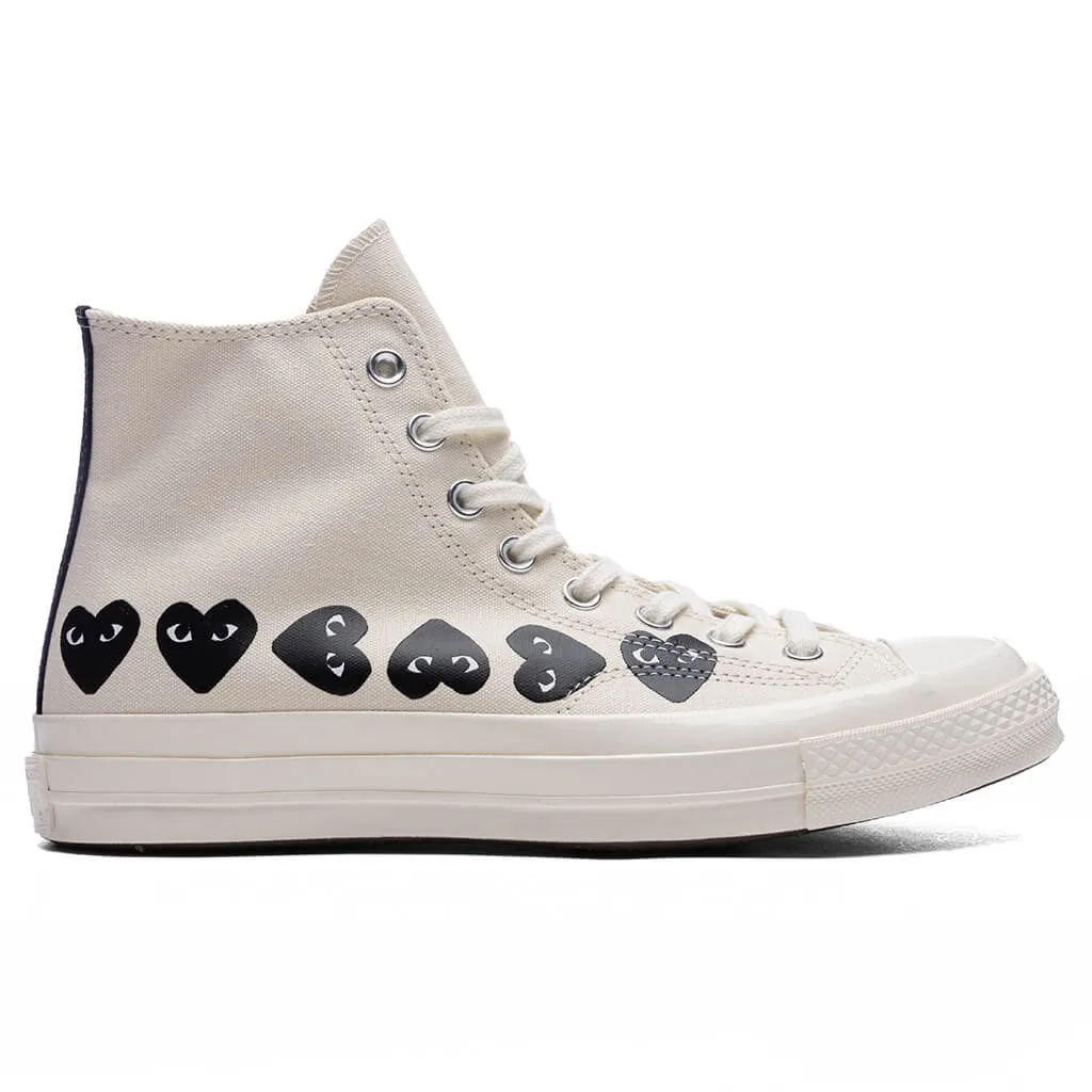 Converse x Comme Des Garcons PLAY All Star Chuck '70 Hi Multi Heart - Milk/Black