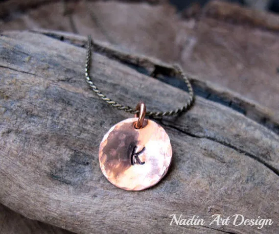 Copper Initial Charm - Tensor Tag