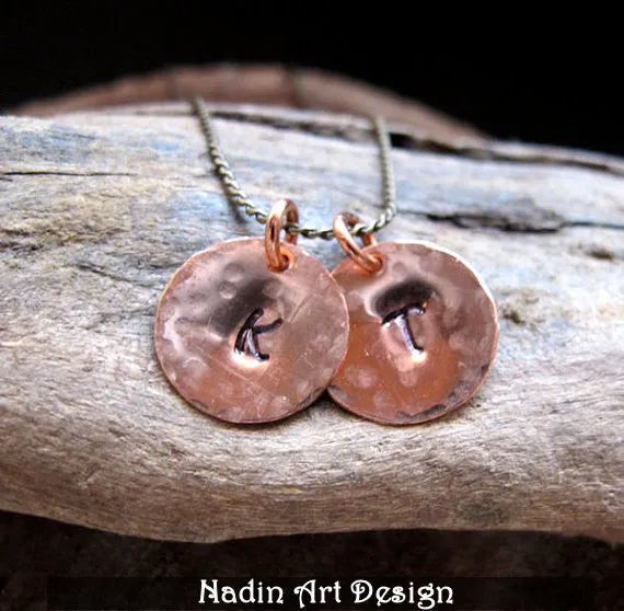 Copper Initial Charm - Tensor Tag