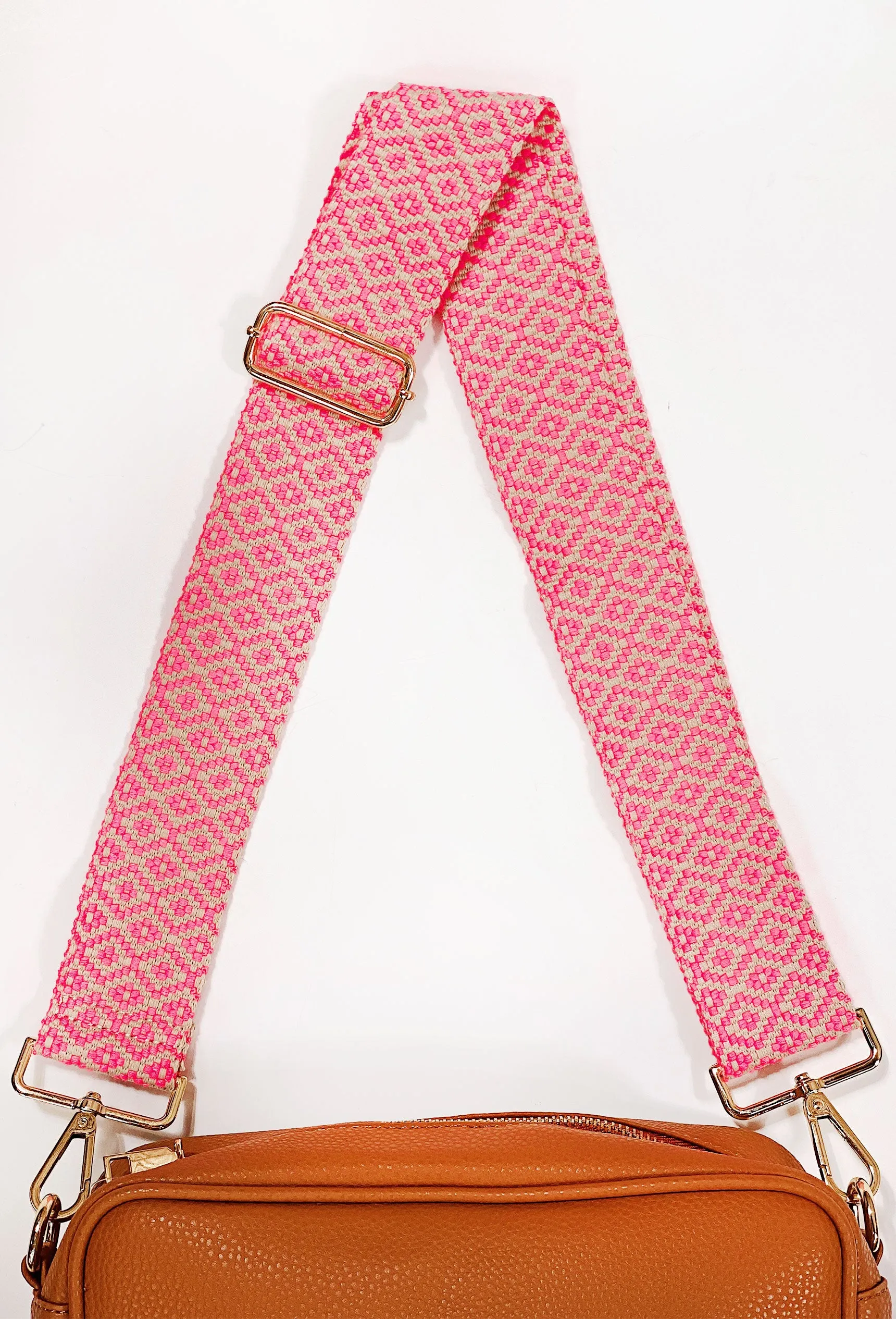 Crossbody Bag Shoulder Strap in Pink Aztec