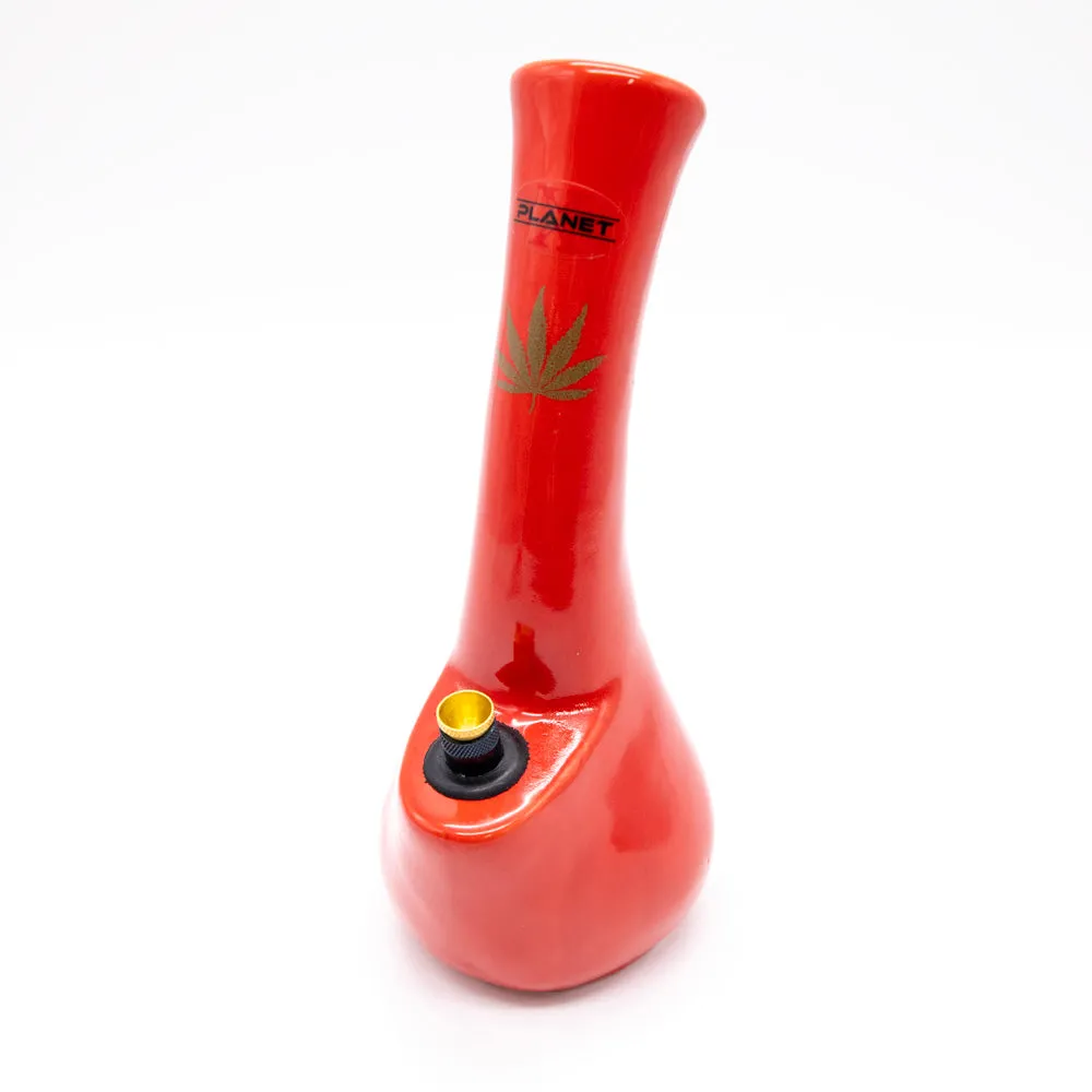 Curved Beaker Ceramic Bong - Red