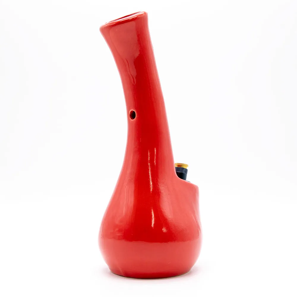 Curved Beaker Ceramic Bong - Red