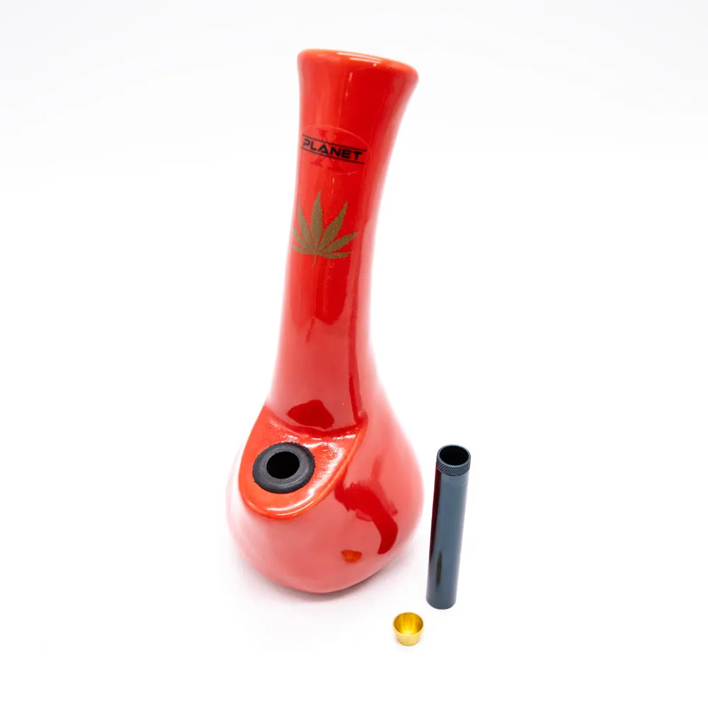 Curved Beaker Ceramic Bong - Red