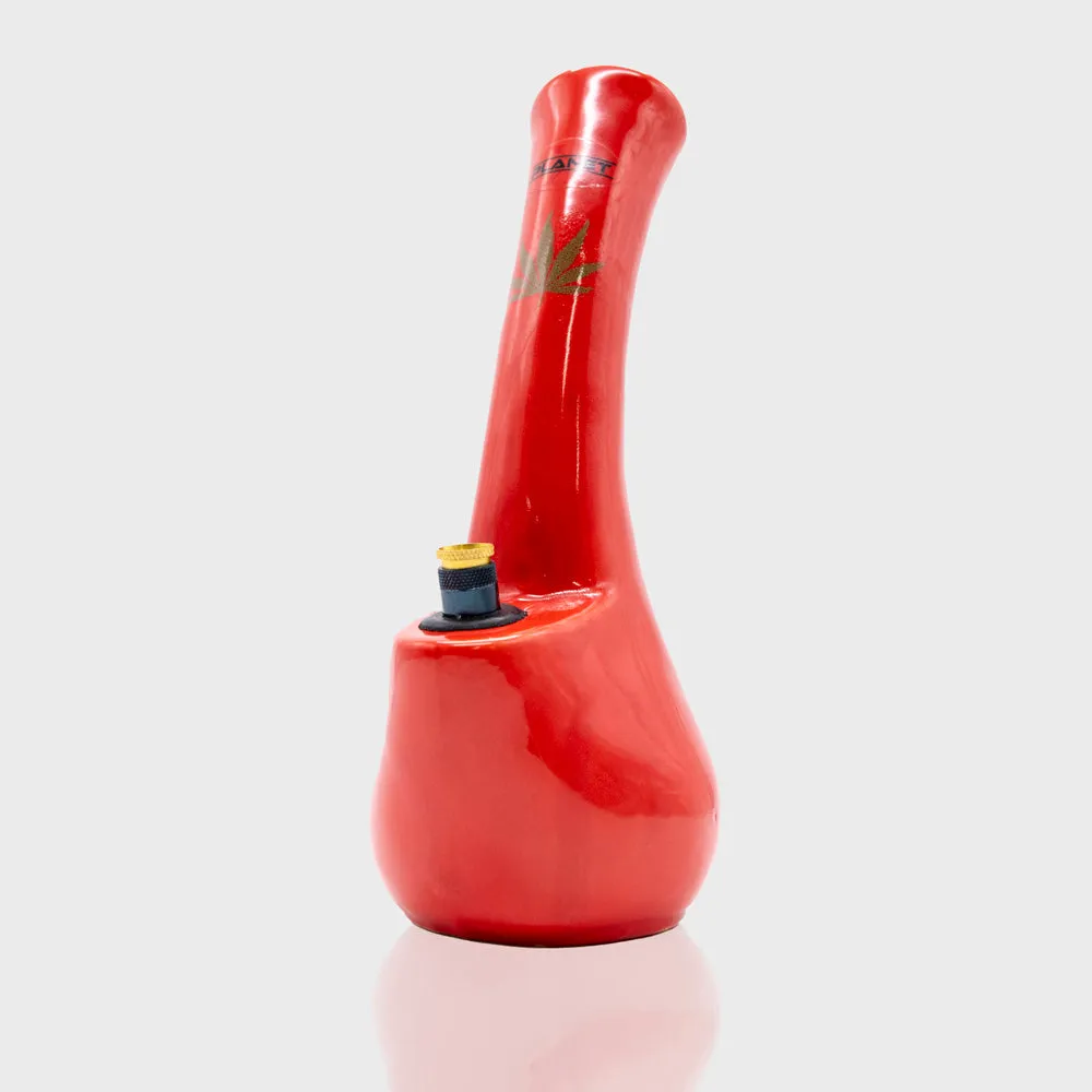 Curved Beaker Ceramic Bong - Red