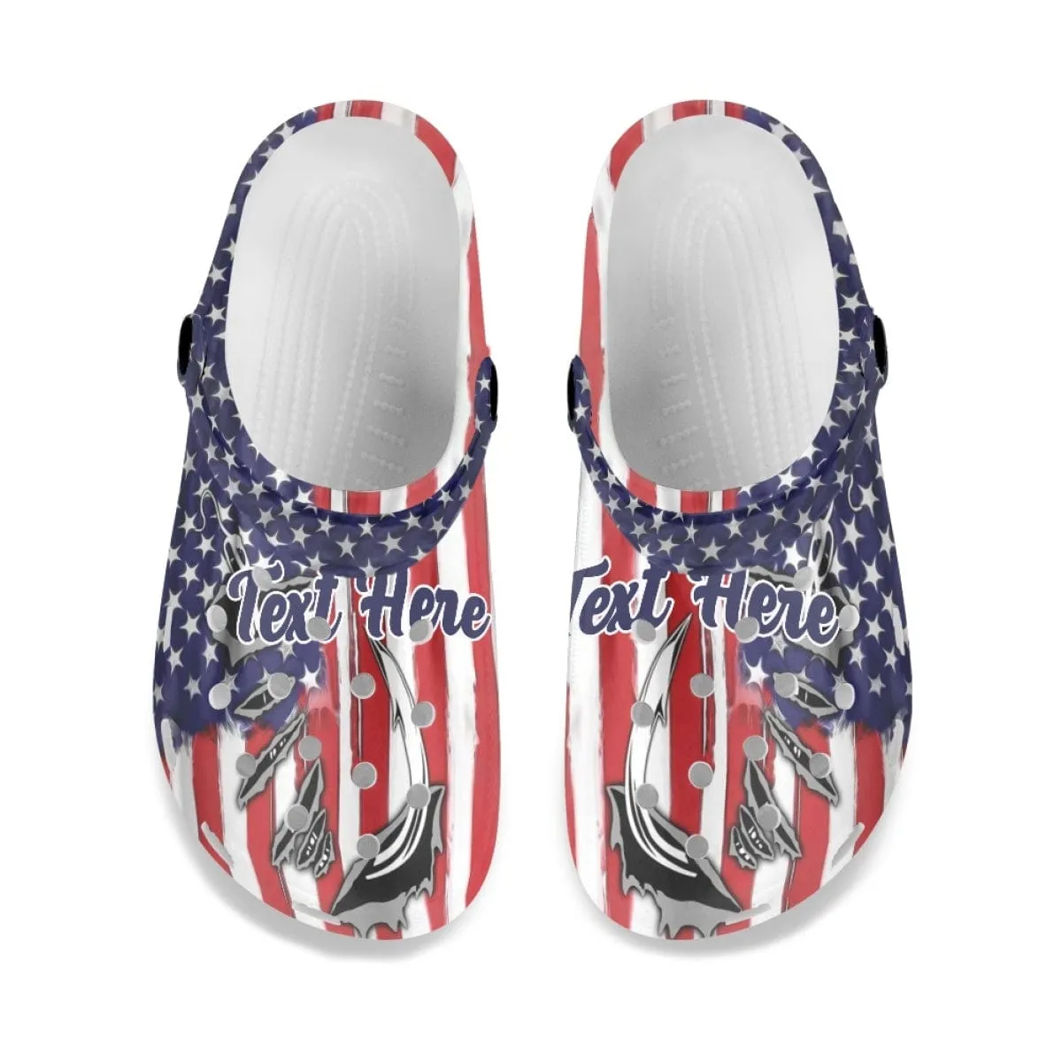 Custom Text American Flag Hole Shoes Personalized Photo Clog Shoes Unisex Adult Funny Slippers (DHL is not supported)