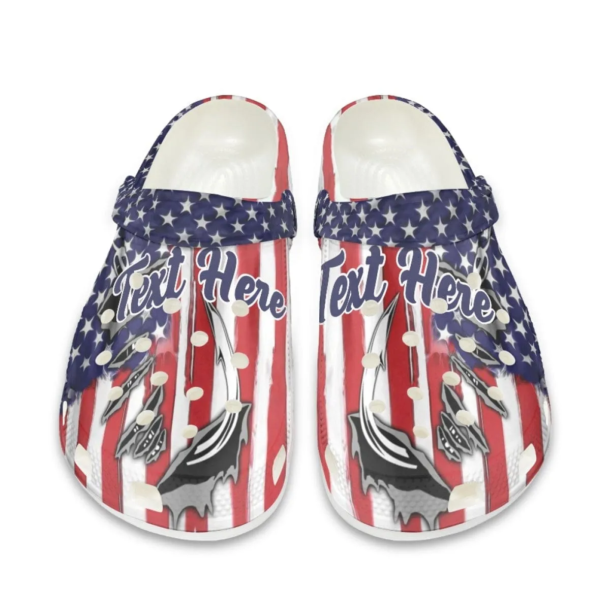 Custom Text American Flag Hole Shoes Personalized Photo Clog Shoes Unisex Adult Funny Slippers (DHL is not supported)