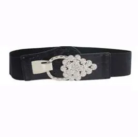 Dance America B010 Elastic Belt with Simple Oval Rhinestone Buckle in Stock