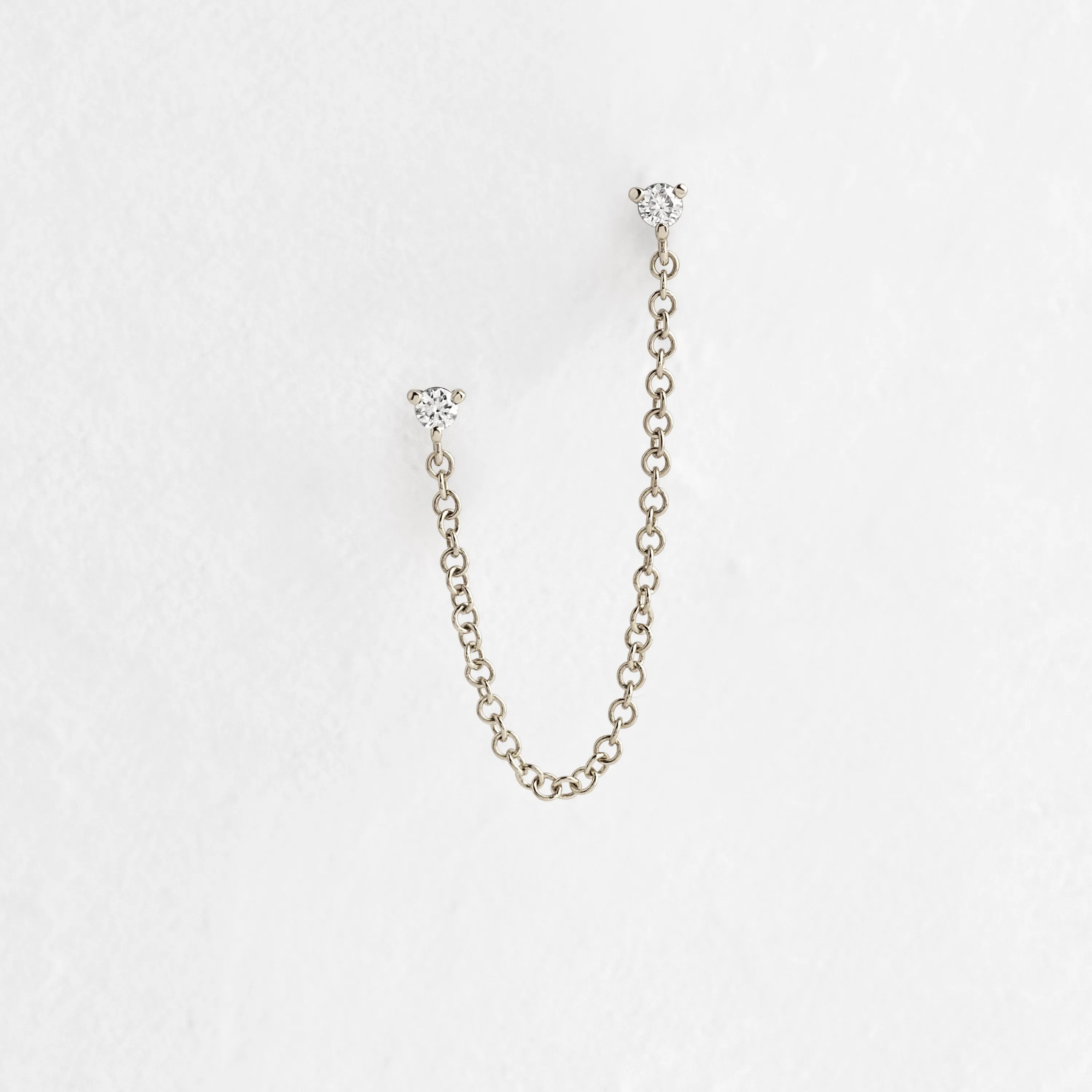 Diamond Chain Double Stud Earring - In Stock