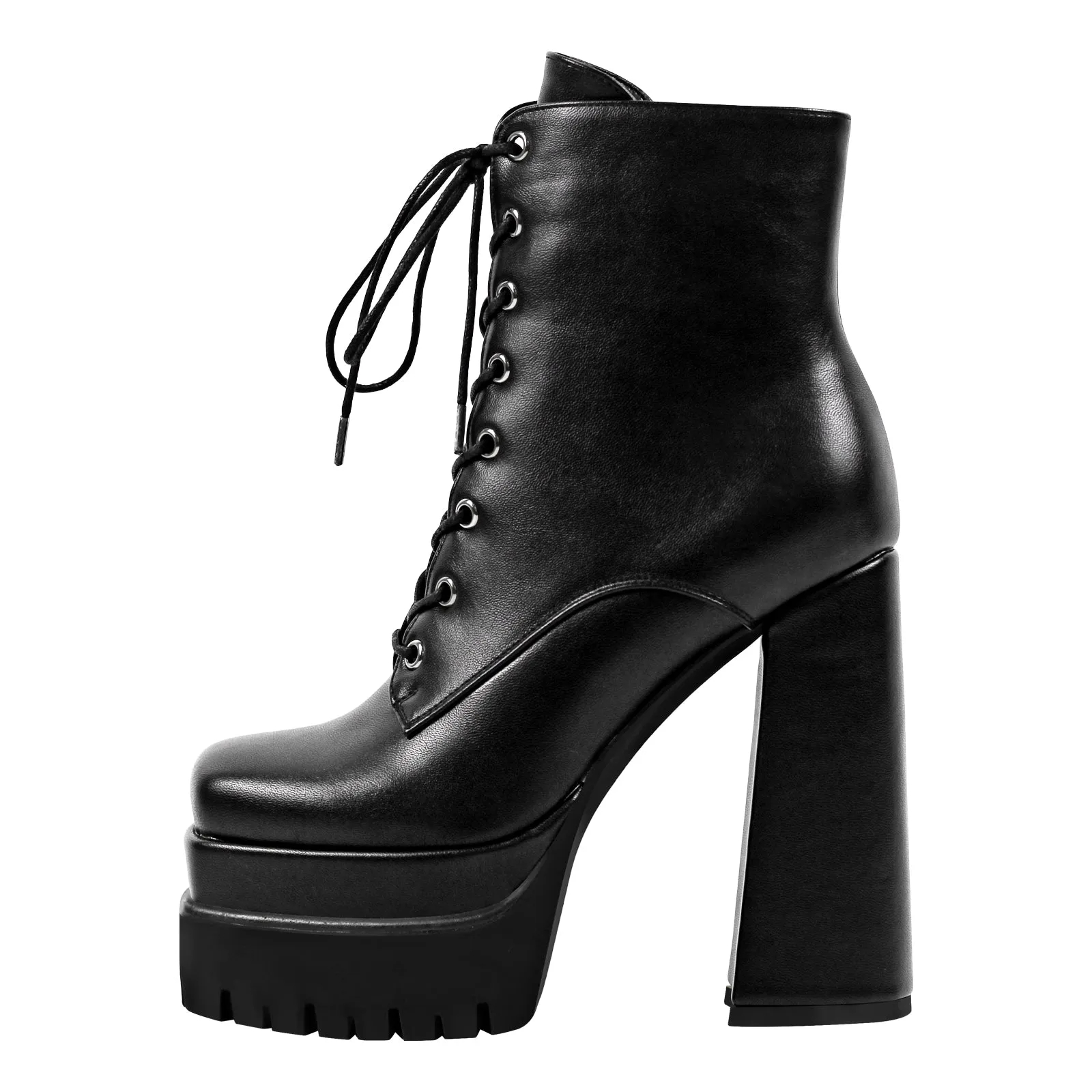 Double Platform Lace up Ankle Boots