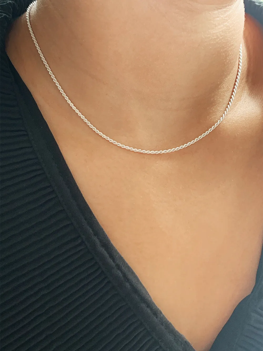 Ella | French Rope Sterling Silver Necklace