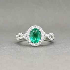 Estate 14K W Gold 1.11ct Emerald and 0.44ctw Diamond Ring