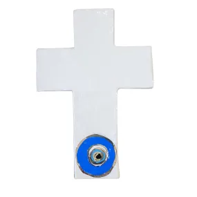 Evil Eye Ceramic Wall Cross Gold Large