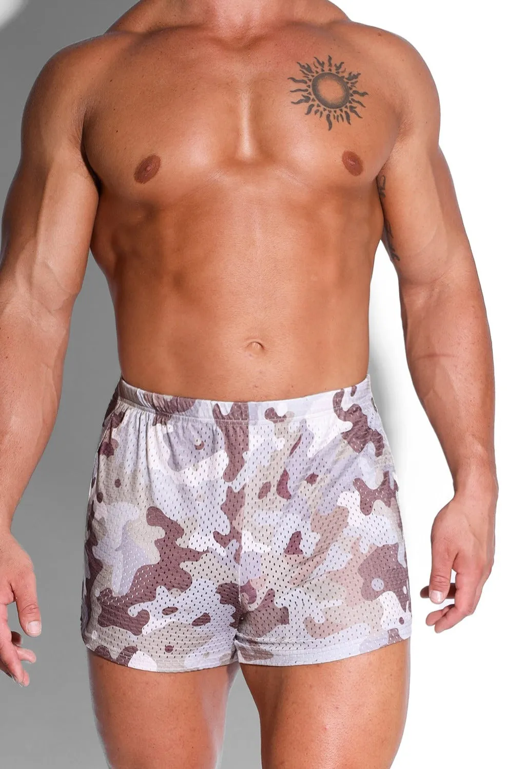 Festival 3" Jersey Mesh Short Shorts - Khaki Camo