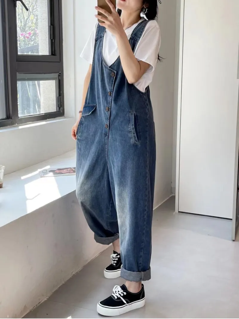 Follow Your Heart Women's Denim Blue High Waist Dungarees