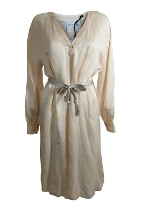 FORTE FORTE Ivory V Neck Long Sleeved Shirt Dress (L | III | IT 44 | UK 12)