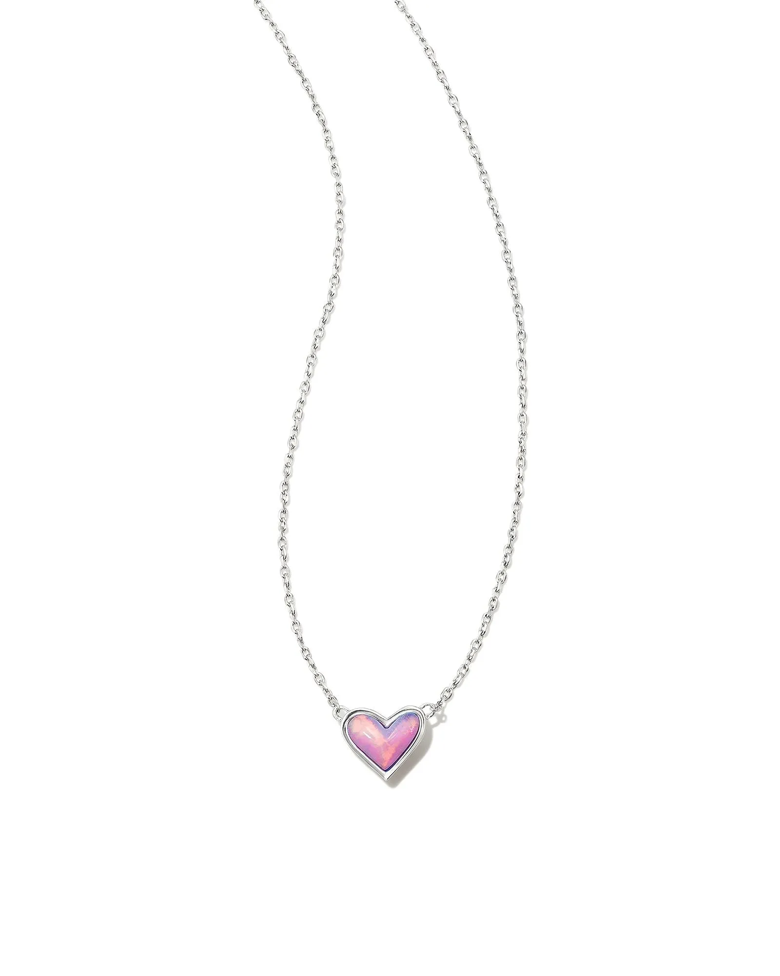 Framed Ari Heart Pendant Necklace in Silver Lilac Opalescent Resin by Kendra Scott