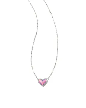 Framed Ari Heart Pendant Necklace in Silver Lilac Opalescent Resin by Kendra Scott