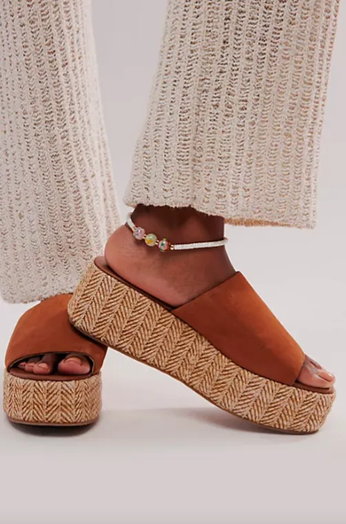 Free People Harbor Raffia Flatform Sandals