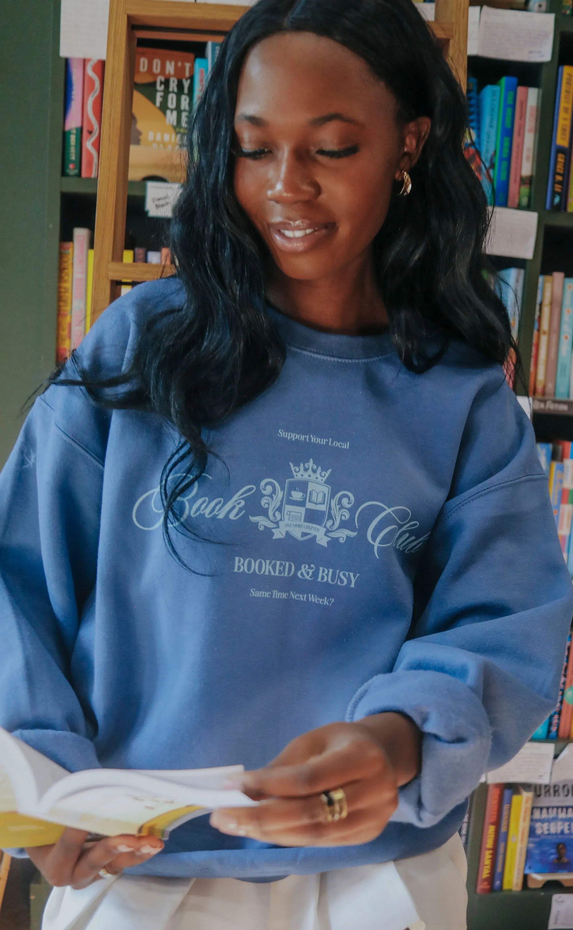 friday   saturday x jo johnson overby: book club sweatshirt