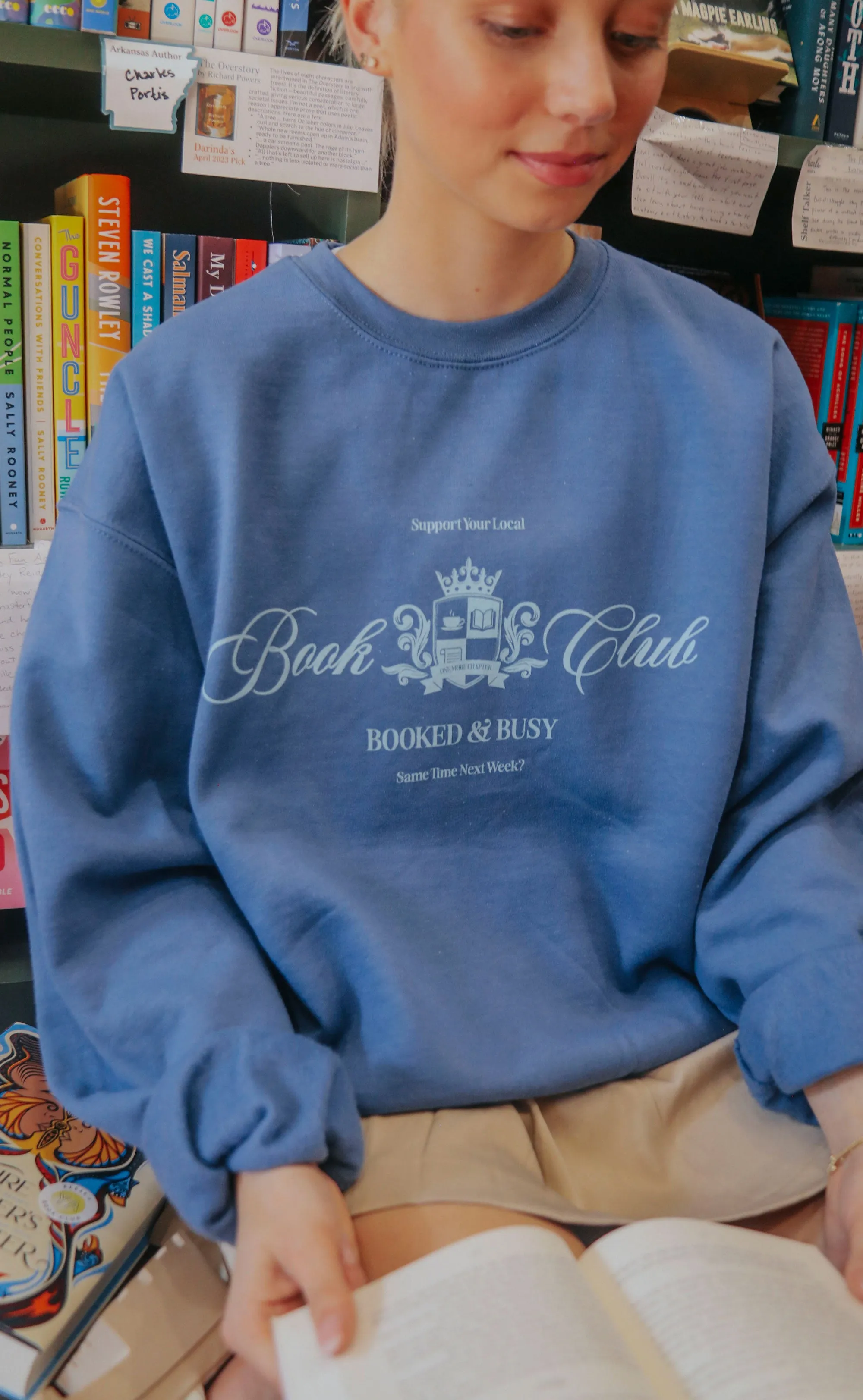 friday   saturday x jo johnson overby: book club sweatshirt