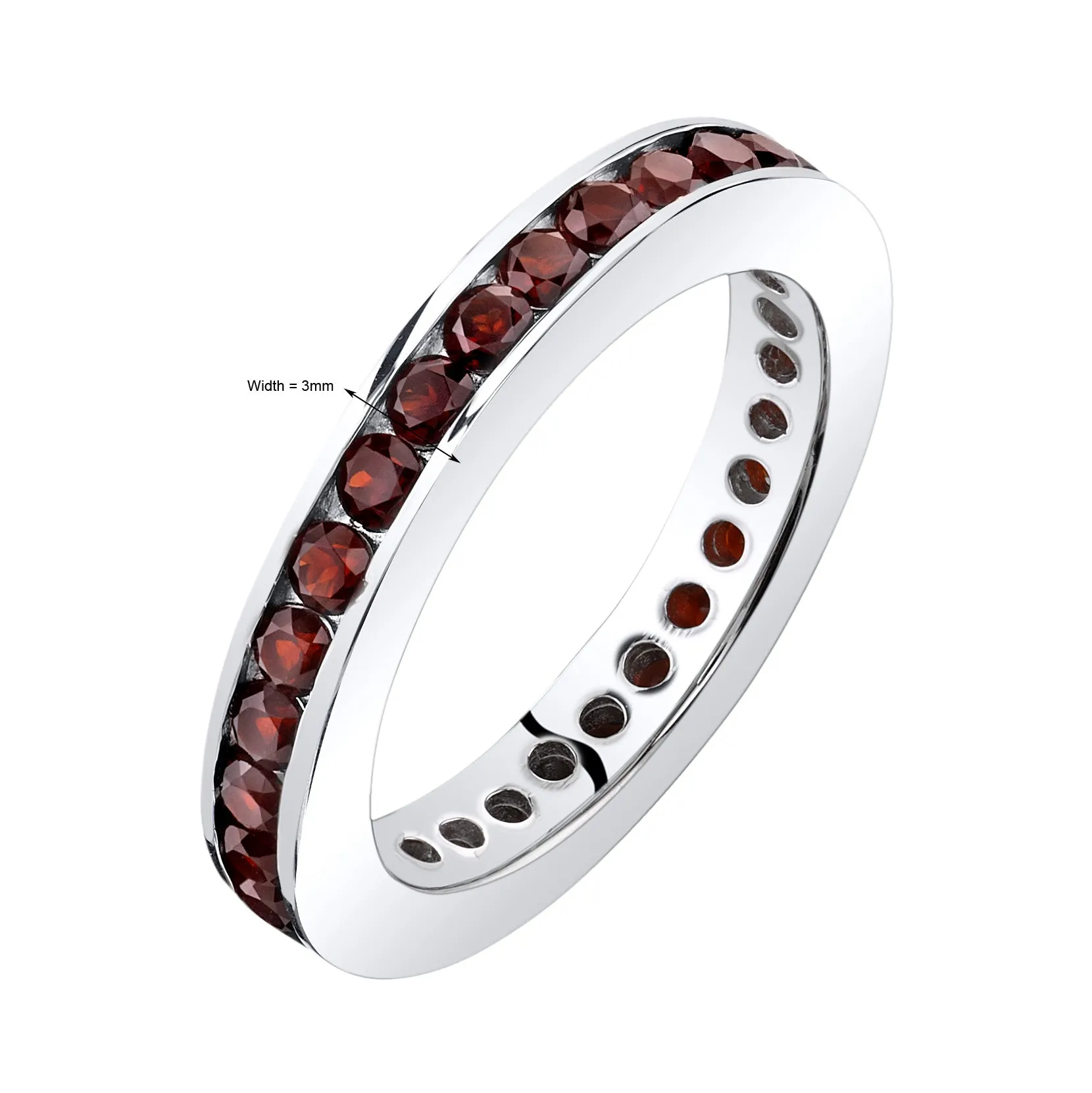 Garnet Eternity Band Ring Sterling Silver Round Shape 1 Carat Size 5