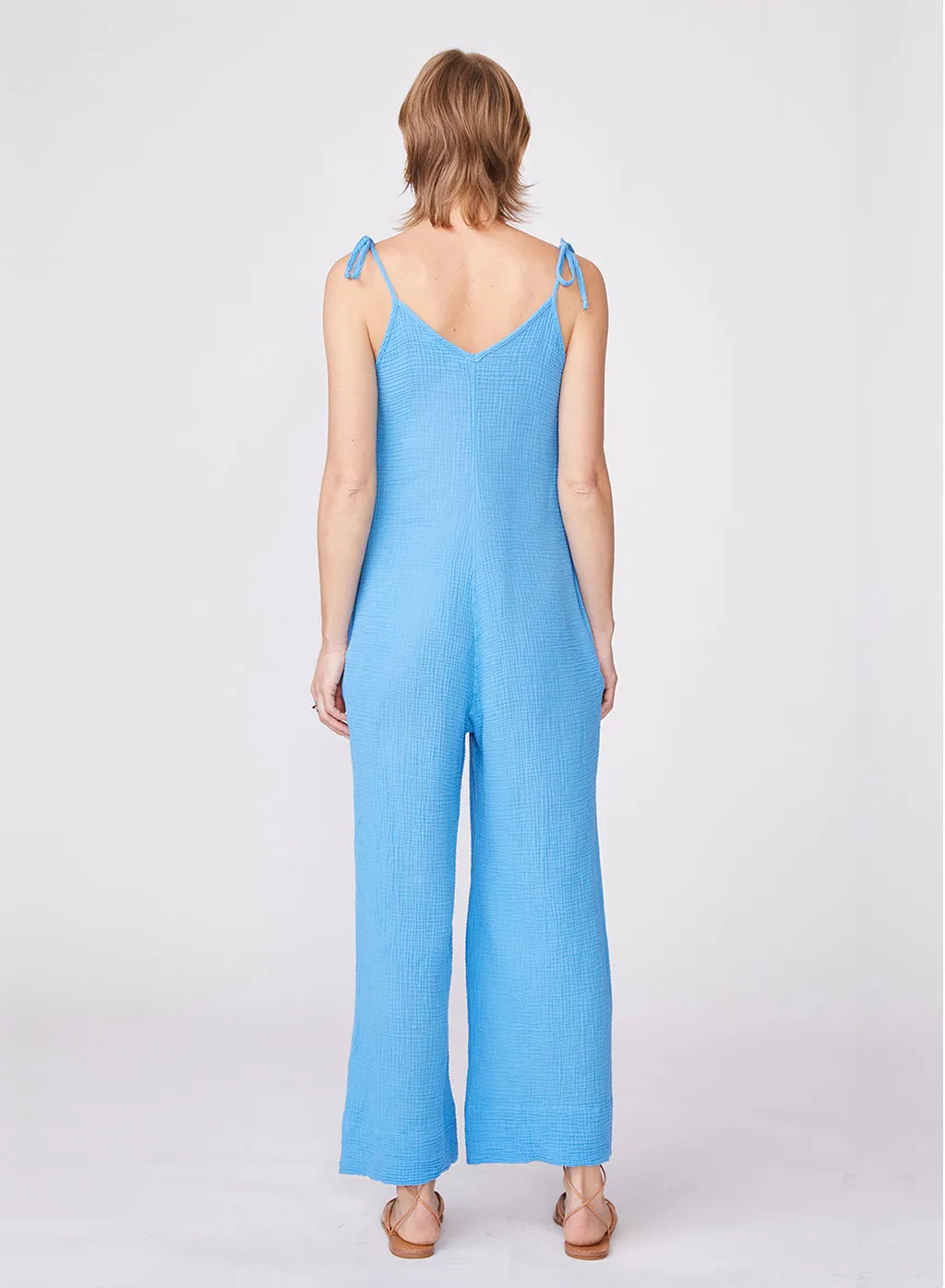 Gauze Tie Shoulder Jumpsuit in Sail