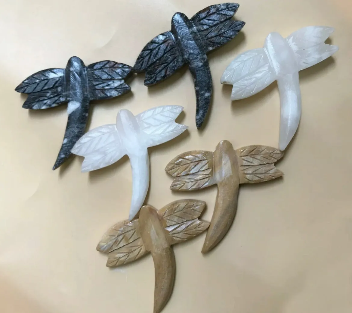 Gemstone Carved Dragon Flies