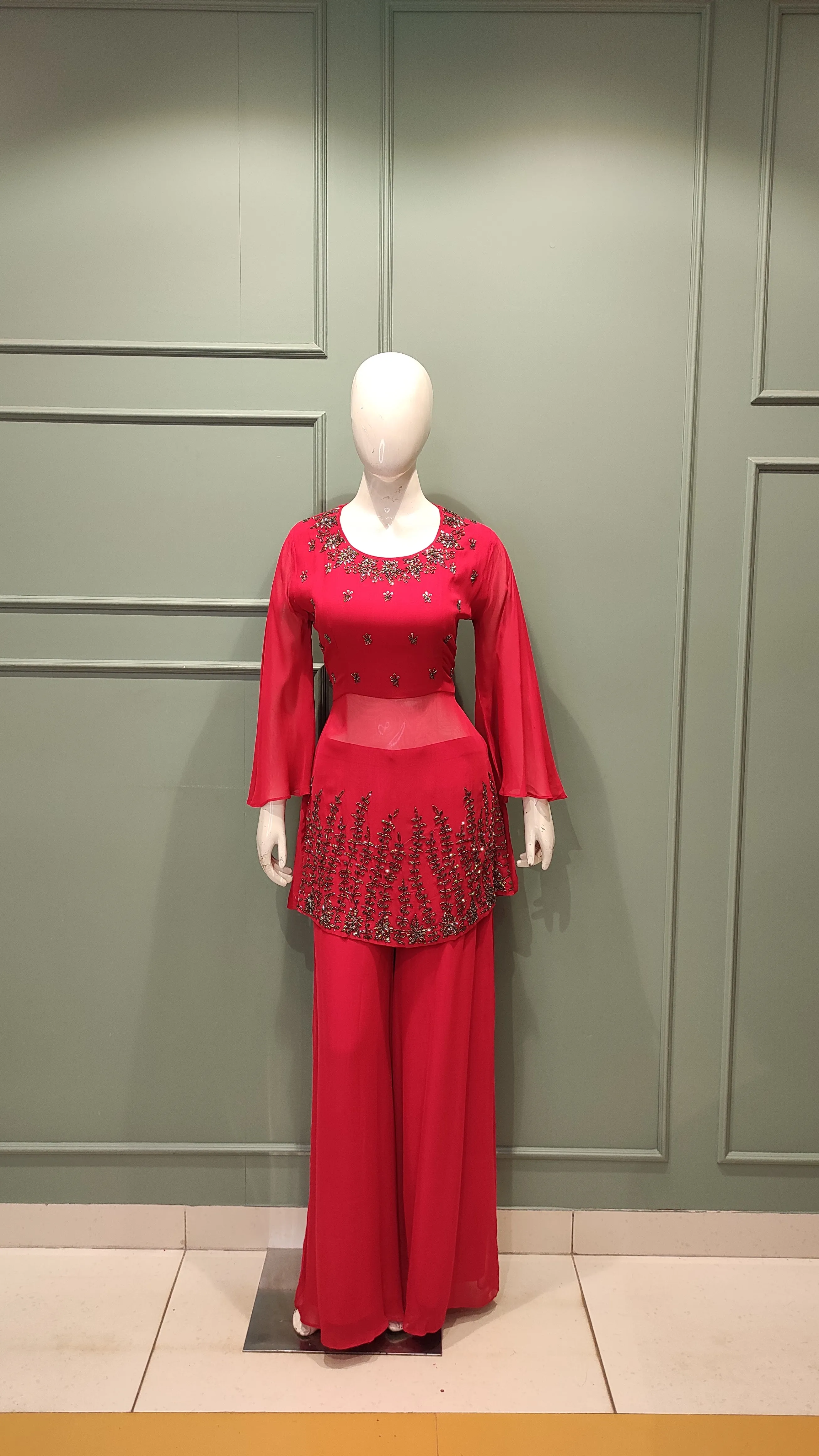 Georgette Peplum Top with Zari Work