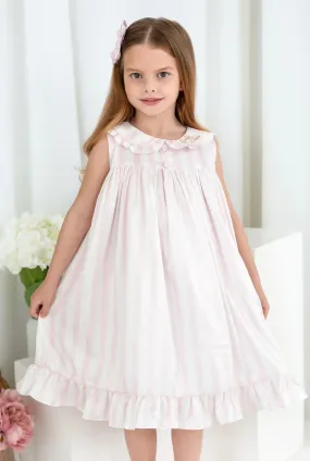 Girls Pink Stripe Sleeveless Nightdress