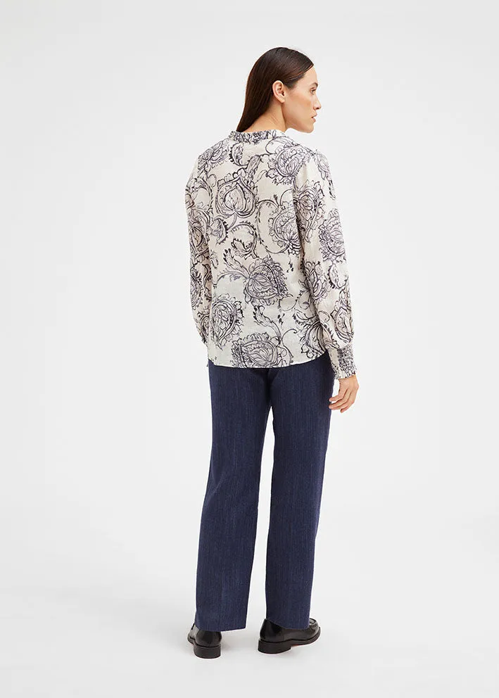 Gustav Carmen shirt 52608 Skjorte - Blue Nigth Leaves Print