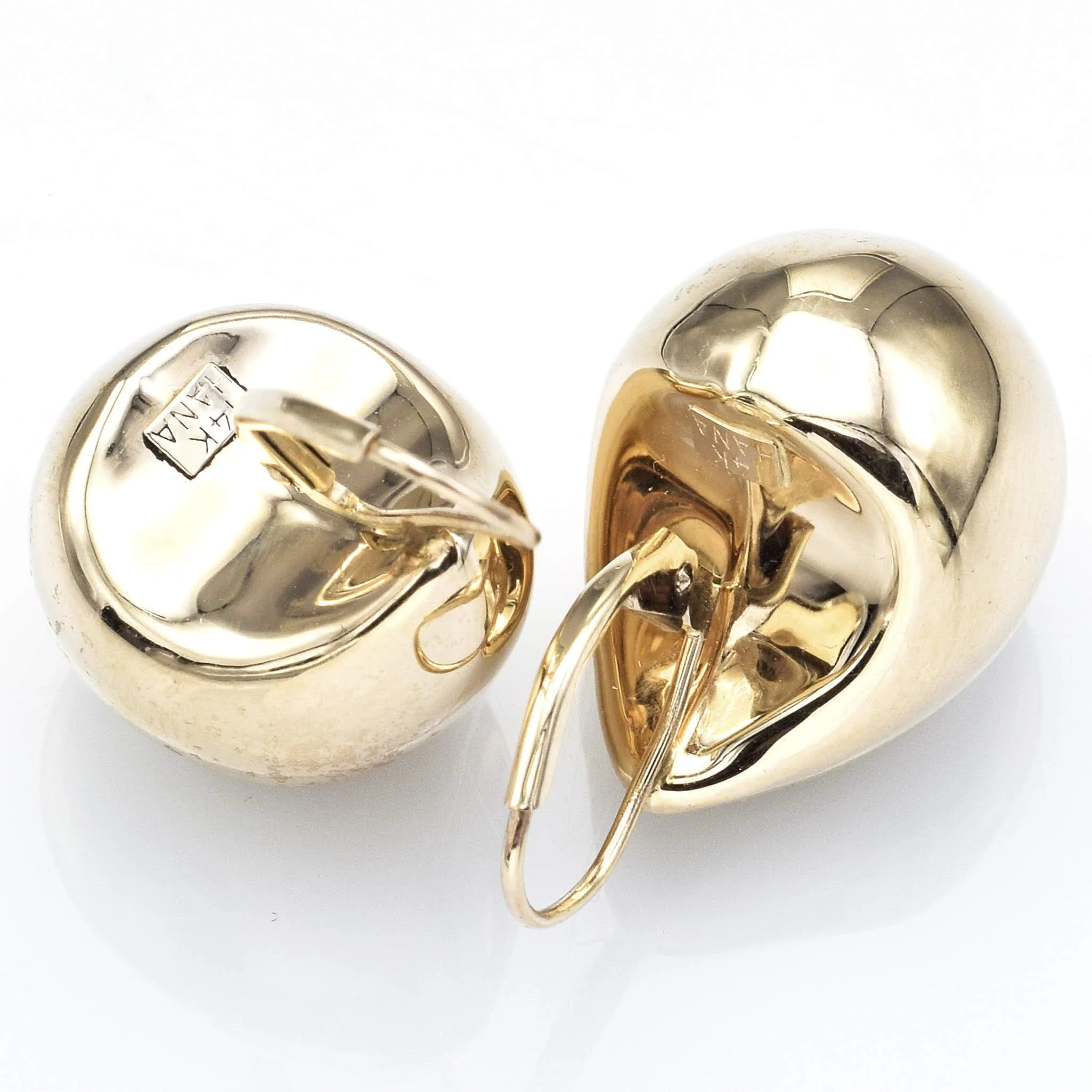 Hana Vintage 14K Yellow Gold Pear Dome Lever-Back Earrings