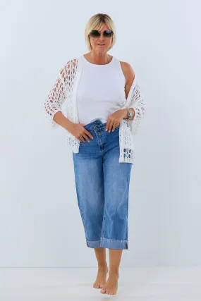 High Waist Jeans Culotte, denim-blue