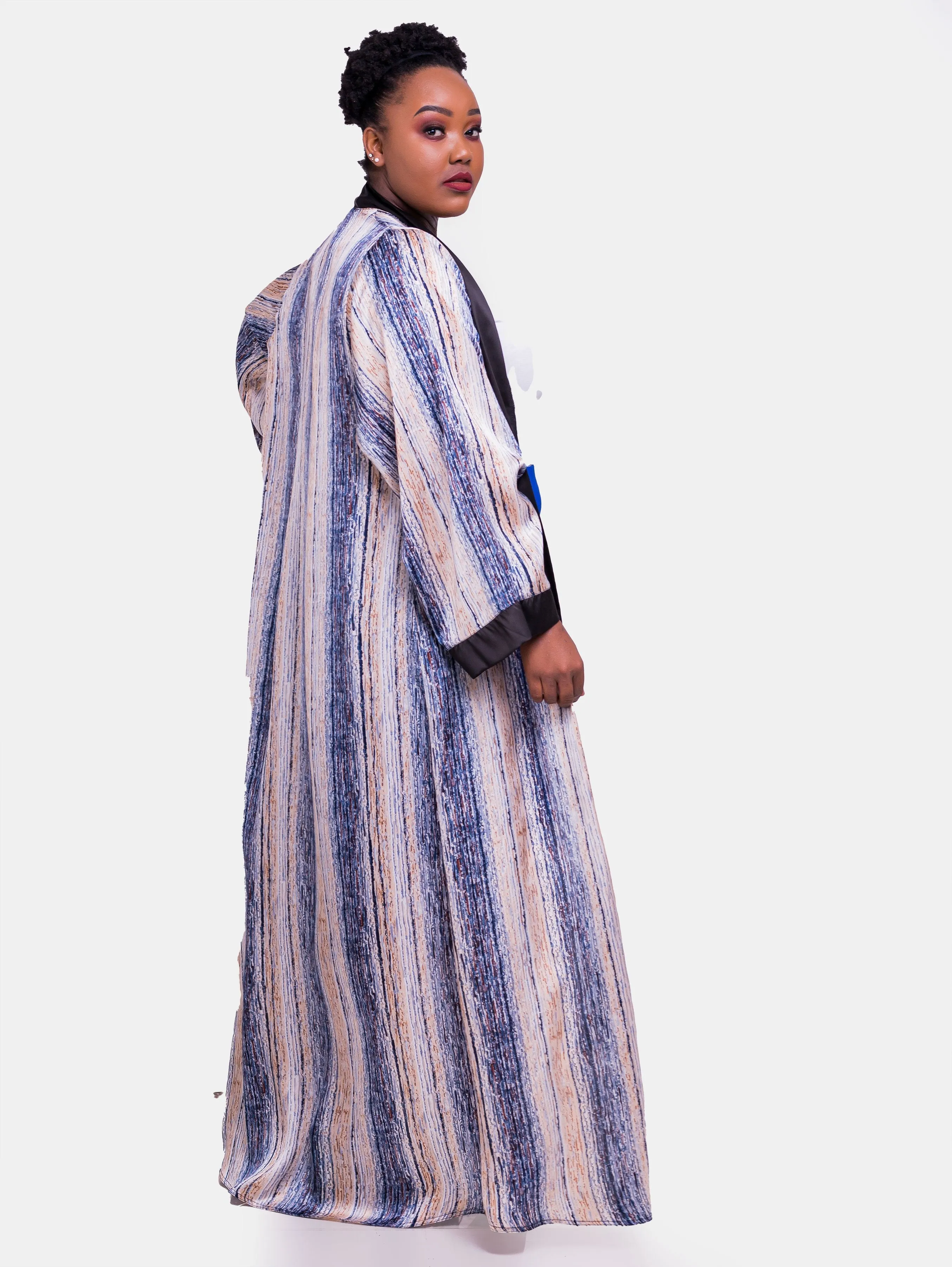 Hijabeefied Regular Travelling Kimono - Navy Blue Print