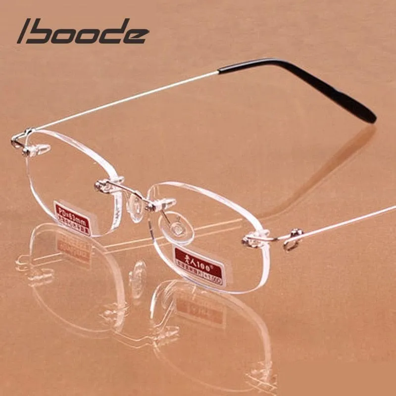 iboode Unisex Reading Glasses Brand Rimless Presbyopia Eyeglasses for Women Men Resin Clear Lens Reading Eye Glasses  1.0~4.0