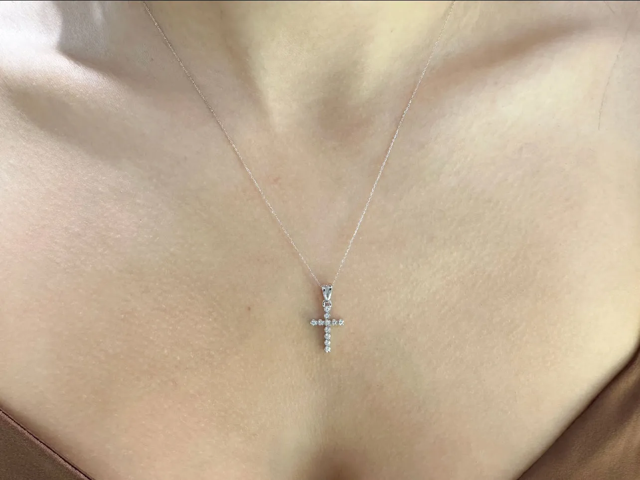 Icicles 10k Gold Diamond Cross Necklace