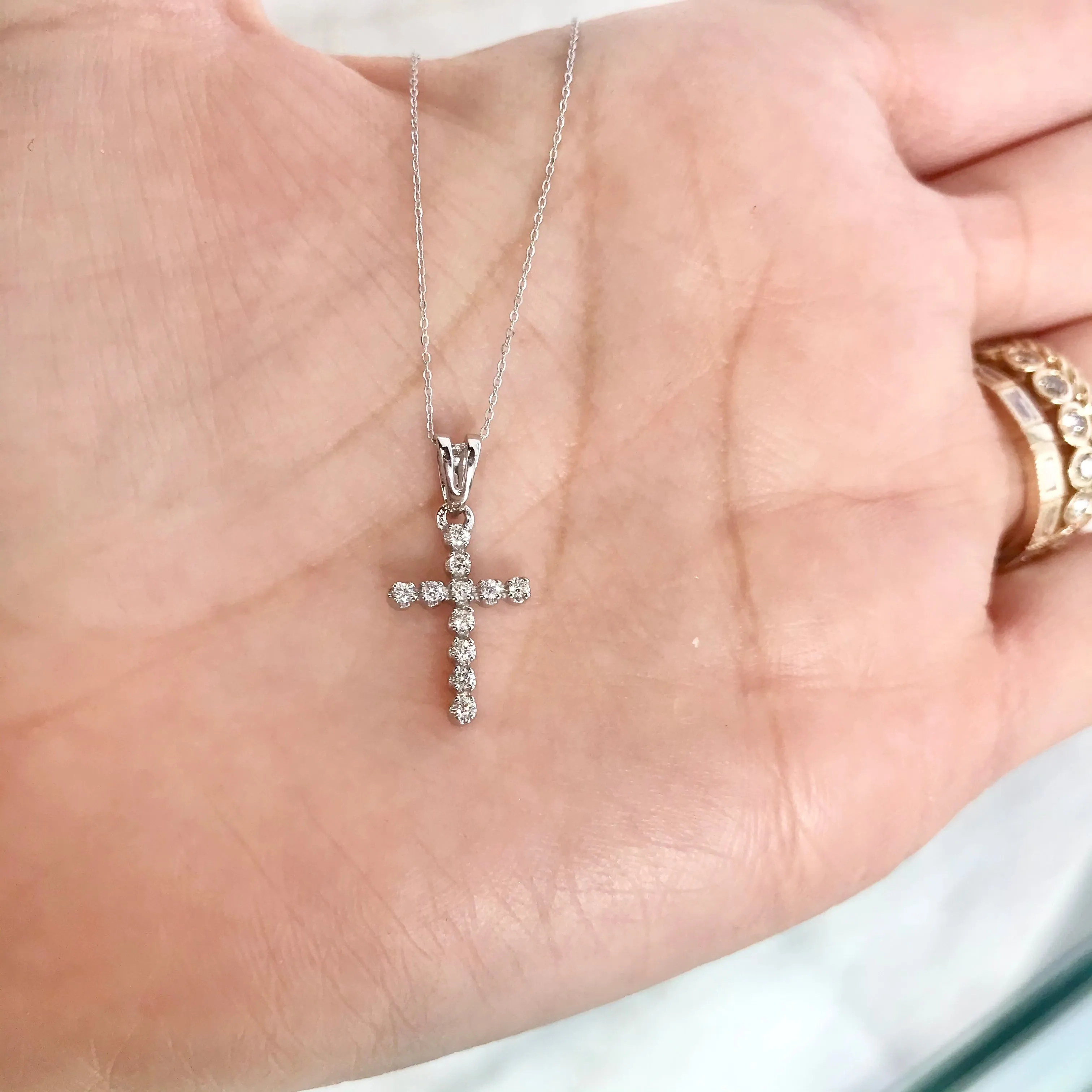 Icicles 10k Gold Diamond Cross Necklace