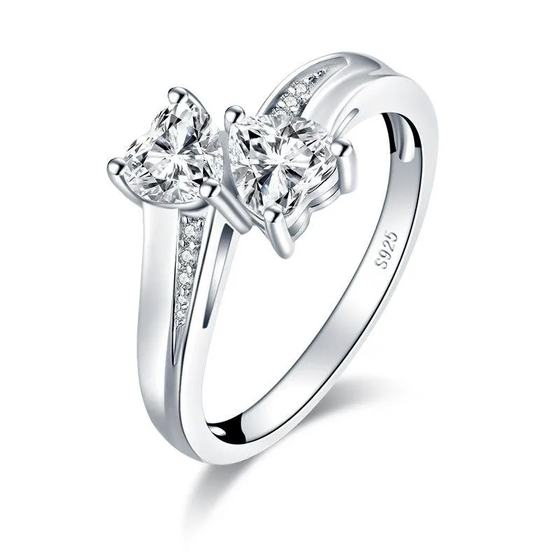 Jolics Two Stone Heart Cut Ring