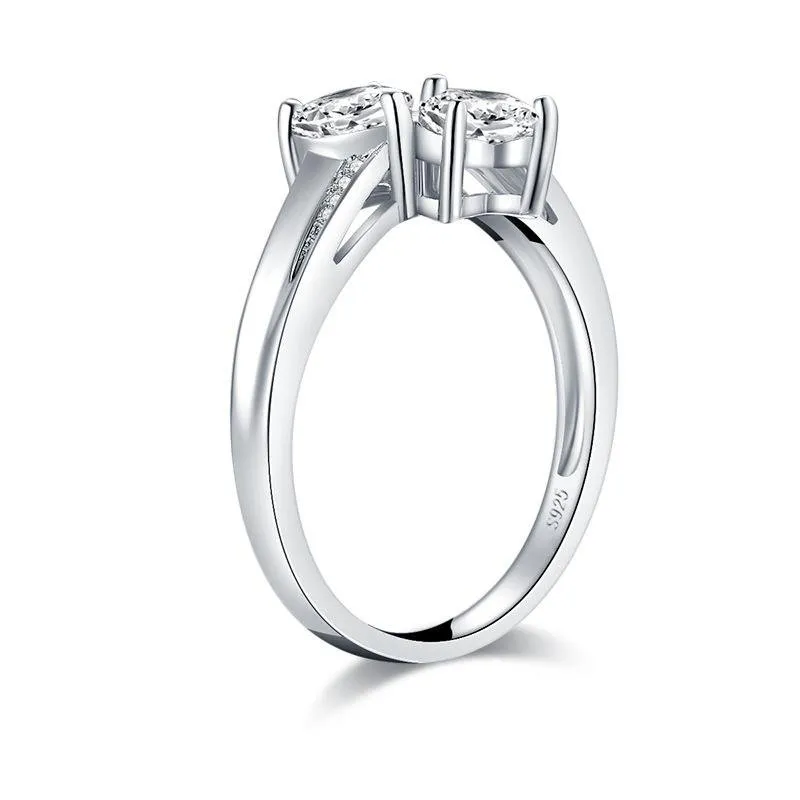 Jolics Two Stone Heart Cut Ring