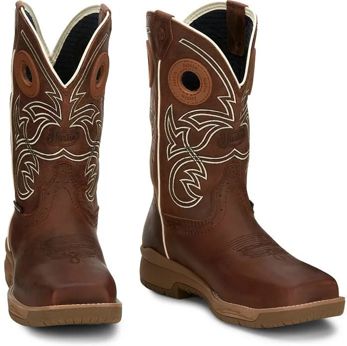 Justin Men's Nitread 11 Comp Toe WP Western Work Boot -Brown- CR3201