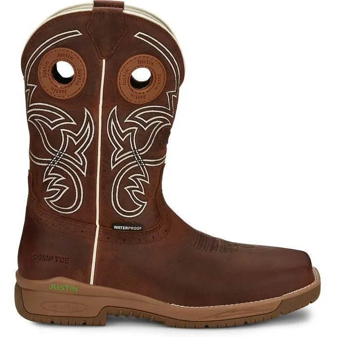 Justin Men's Nitread 11 Comp Toe WP Western Work Boot -Brown- CR3201