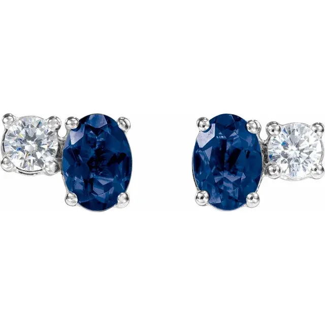 Lab-Grown Blue Sapphire and Lab-Grown Diamond Earrings