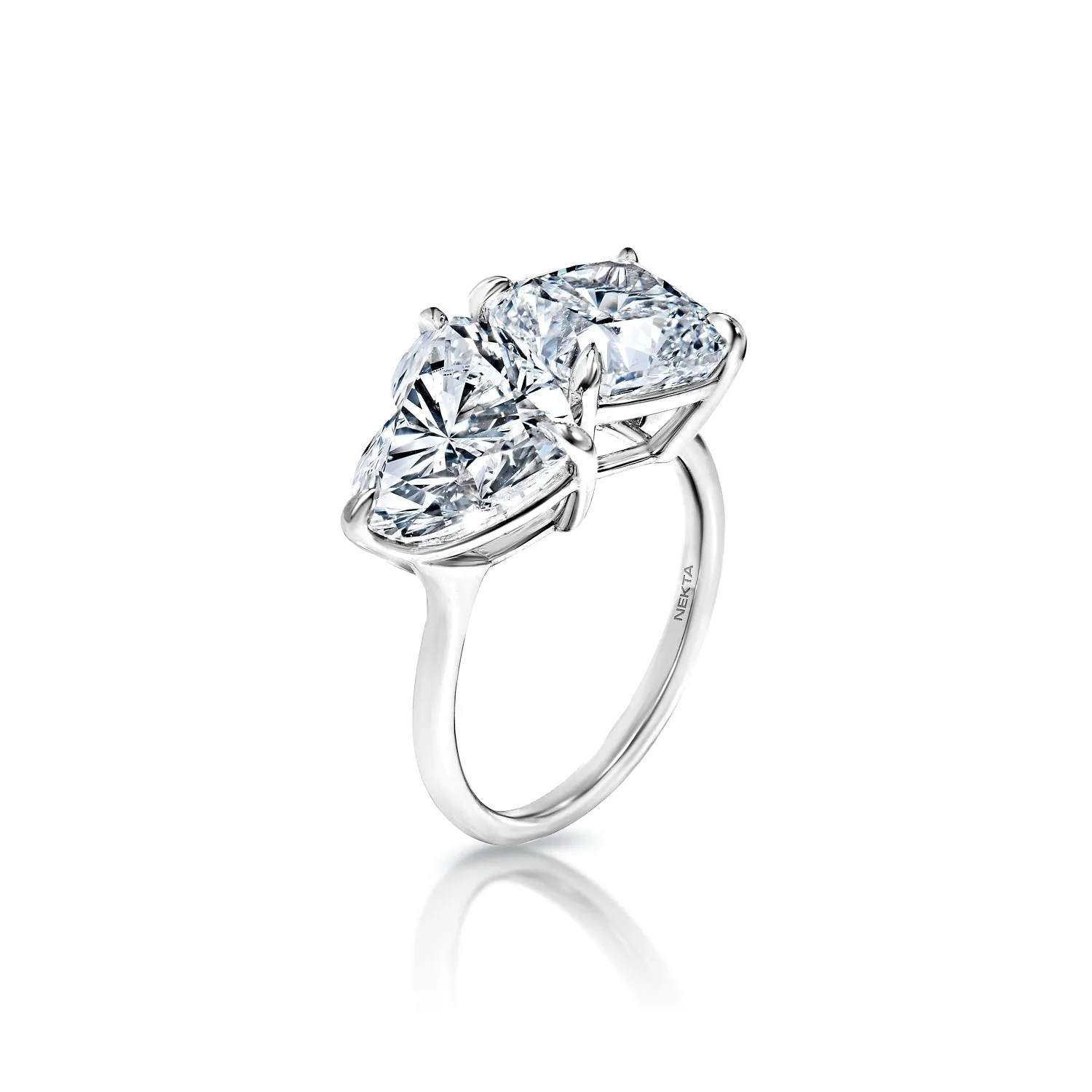 Laiken 7 Carats G-F VS1-VS2 Heart and Cushion Cut Two-Stone Lab-Grown Diamond Engagement Ring in 18k White Gold