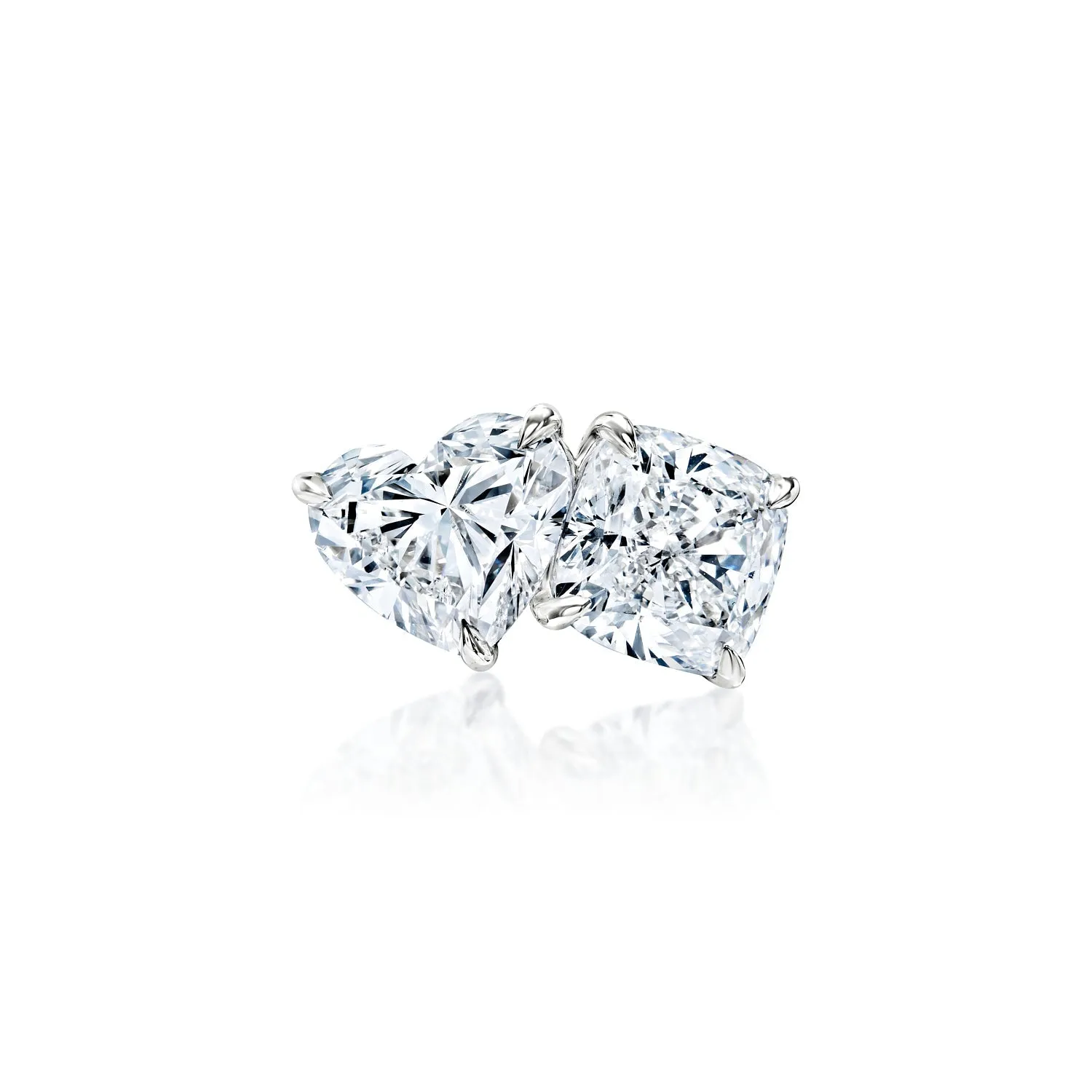 Laiken 7 Carats G-F VS1-VS2 Heart and Cushion Cut Two-Stone Lab-Grown Diamond Engagement Ring in 18k White Gold