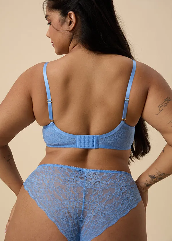 LYDIA Plus Blue Recycled Lace Plunge Push-up Bra