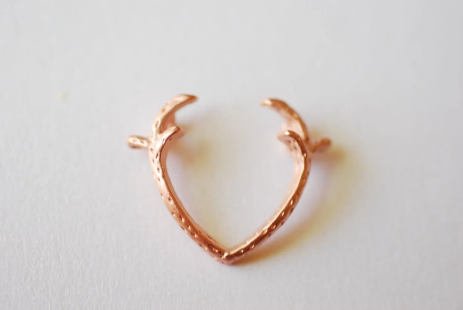 Matte Pink Rose Vermeil Gold Deer Antler Charm- 18k gold plated over Sterling Silver Deer Antlers, Gold Dear Antler Connector Charm, 236